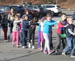 Newtown CT Elementary School Shooting image of students walking